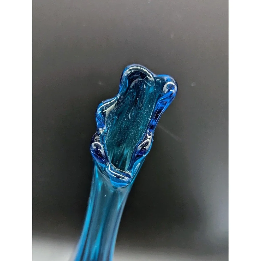 Vintage Viking Glass Epic Collum Bluenique Swung Vase 12